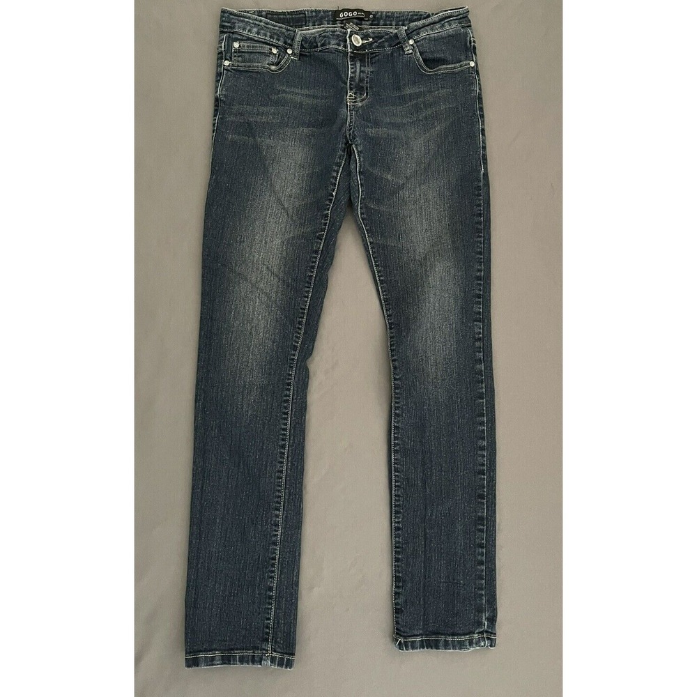 GOGO Diamond Embroidered Jeans Women's Skinny Stretch Dark Denim Size 13 Stretch